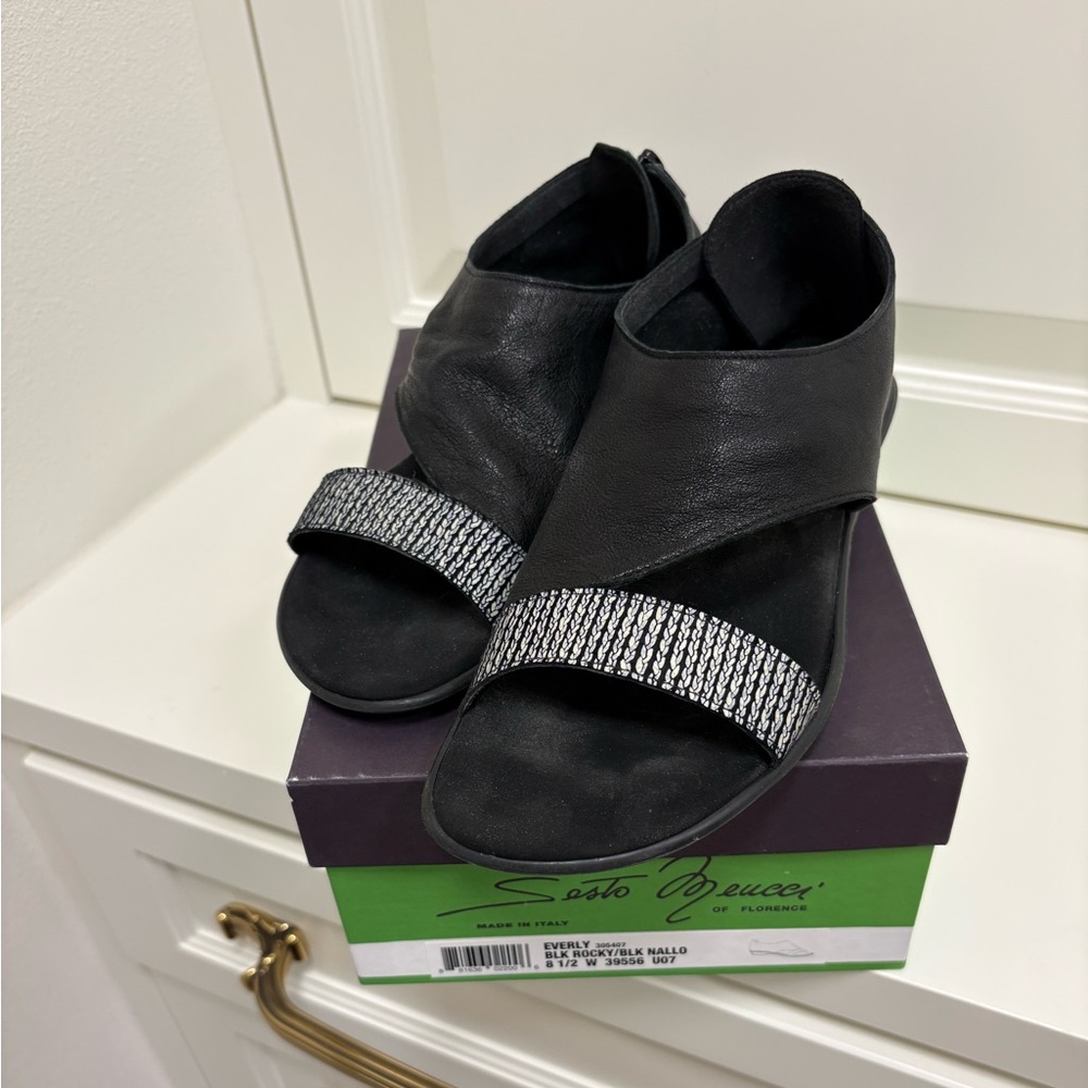 Black Sandals with Silver Accents